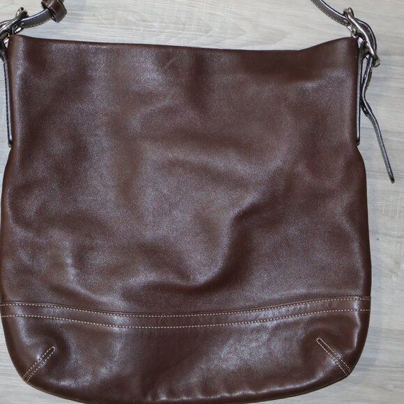 Coach Brown Leather Shoulder Bag Signature Canvas Interior  Vintage - Picture 6 of 15